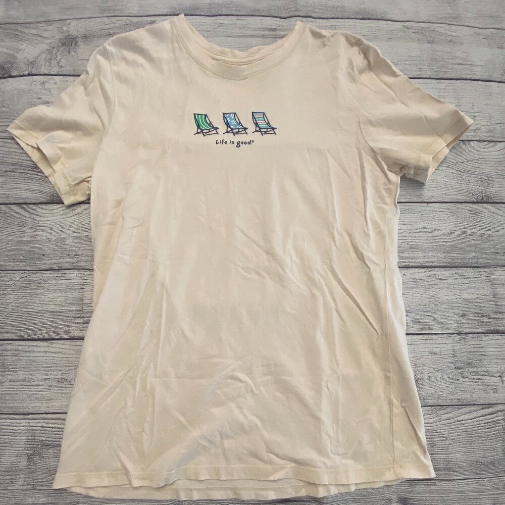 Life Is Good Ivory Beach Chair T-Shirt SS Size XS